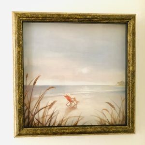 Women on peaceful beach picture and frame